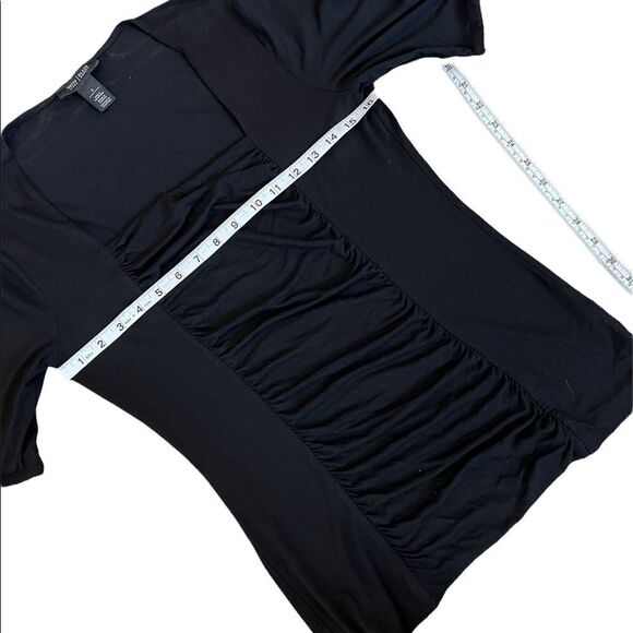 WHITE HOUSE BLACK MARKET Front Ruched Scoop Neck Fitted 3/4 Sleeve Top S - Picture 5 of 8